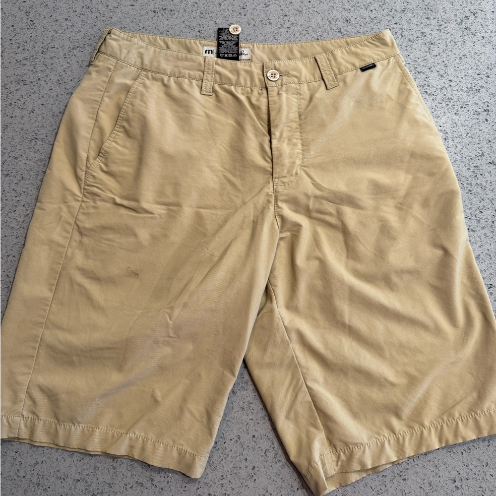 Travis Mathew Khaki Flat Front Shorts